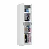 Habitdesign Armario Multiusos 2 Puertas 3 Estantes, 180x59x37 (AltoxAnchoxFondo - en cm), Armario Auxiliar en Color Blanco Mate