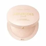 Bourjois Maxi Round Pot Highlighter, 003 Champagne, color universal, unifica la tez, proporciona un brillo extra, luz, fórmula vegana, iluminador en polvo edificable y mezclable