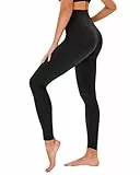TNNZEET Mallas Deporte Mujer de Cintura Alta, Opacos,Leggins Mujer Vestir para Yoga Fitness Pilates Training(Negro,L-XL)