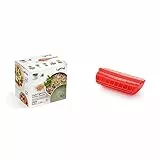 Lékué Recipiente para cocinar Quinoa, Arroces y Cereales, 1 Litro + Estuche de vapor, 1-2 personas, color rojo