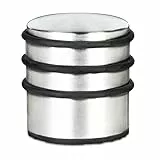 Tope de puerta Relaxdays pesado, retenedor de puerta con anillos de goma, tope de puerta de acero inoxidable y goma, HBT: 75x68x68 mm, Plata