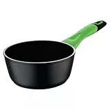 San Ignacio Vitoria - Cacerola de 16cm - Aluminio Forjado - Interior Recubrimiento Negro - Exterior En Color Negro - Inducción Total - Mango Negro Con Color Verde - Fácil de Lavar