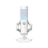 ASUS ROG Carnyx Micrófono USB Gaming (cápsula de Condensador de 25 mm, 192 kHz/24 bits, cardioide, Filtro de Paso Alto, Filtro antipop, Soporte metálico antichoque, Aura Sync RGB), Blanco Lunar