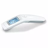 Beurer Termómetro de fiebre infrarrojo digital sin contacto FT 90, termómetro para bebés, para medir fácilmente en la frente para adultos y niños, pantalla digital, con batería, 1 pieza (paquete de 1)