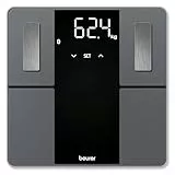 Beurer BF 500 Super Black Edition Báscula diagnóstica con Bluetooth, báscula corporal digital conectada con el móvil vía app, análisis de los valores corporales, pantalla extra grande