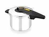 BRA Excellent Olla a Presión Rápida de Fácil Aberura de 6 Litros, Fabricada en Acero Inoxidable 18/10, Con 2 Programas de Cocción y Sistema de Bloqueo de Apertura, Apta para Todo Tipo de Cocinas