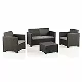 SP Berner - Set de Muebles de Jardín y Terraza EVO Confort Color Grafito- Sofá 2 Plazas, 2 Sillones y Mesa de Centro - Fabricado en España con Plástico Reciclado