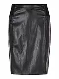 VERO MODA Vmbuttersia HW Coated Skirt Noos Falda, Negro (Black Black), 40 (Talla del Fabricante: Medium) para Mujer
