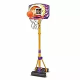 VTech – Cesta de baloncesto interactiva, juego de baloncesto infantil interior, cesta de pie electrónica y escalable, altura ajustable 110 – 140 cm, regalo para niños a partir de 3 años – Contenido en