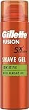 Gillette Fusion - Gel de afeitar para la barba para hombre (200 ml) con aceite de almendras para pieles sensibles, 5 aumentos: limpia, hidrata, protege, refresca y calma, regalo para hombres