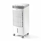 Taurus - Climatizador evaporativo portátil, refresca y humidifica, oscilante, 3 velocidades, flujo de aire de 270m³/h, depósito 4L + depósito extra, 80W, asa y ruedas de transporte