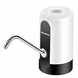EASY SPEED Dispensador De Agua USB-C Sin Luz, Bomba De Agua Eléctrica Portátil, con Adaptadores para Botellas Y garrafas De 5, 8, 10, 15 20 litros Blanco