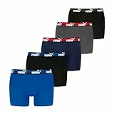 PUMA Men Bold Logo Boxer, Azul, Gris y Negro, S (Pack de 5) Hombres