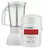 Moulinex La Moulinette, 800W, 2 en 1 Batidora y Picadora, Doble Cuchilla de Acero Inoxidable, 200g y 250ml, Ideal para Frutas Blancas y Rojas, AR6801