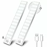 OUILA Luz LED Armario Magnética con Sensor Movimiento Blanco Natural 5000K 36 LEDs 4 Modos Luz LED Adhesiva USB Recargable 1000mAh Luce para Cocina, Armario, Escalera, Pasillo, Garaje-2 Piezas