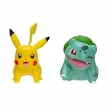 Pokémon PKW3587 First Partner 2 Pack - Figuras de Batalla de Bulbasaur y Pikachu de 2 Pulgadas con Detalles auténticos, Multicolor