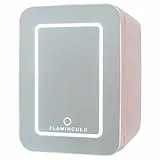 Flamingueo Nevera Pequeña 10L - Mini Nevera Espejo y Luz LED, Nevera 12V/220V, Función Frío y Calor, Nevera Cosmeticos, Nevera Skincare, Mini Fridge