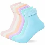 FM London paquete de 6 calcetines térmicos supersuaves para cama para mujer en colores pastel, Multicolor, 37-42