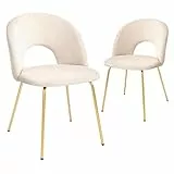 CangLong Pack de 2 Sillas de Comedor, Diseño Nórdico y Vintage con Asiento Acolchado y Respaldo Ergonómico, para Salón, Comedor o Dormitorio, Beige