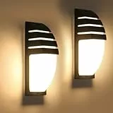 Goeco 2 Pack Lámparas de Pared LED Exterior, 12W 1300LM Apliques de Pared IP65 Impermeables, 3000K Luz Cálida Iluminación LED para Patio, Jardín, Dormitorio, Salón, 22.5CM x 8CM
