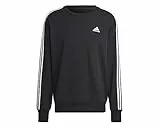 adidas Hombre Essentials French Terry 3-Stripes Sweatshirt, Black, L