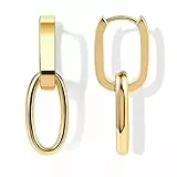 ALEXCRAFT Pendientes Mujer Dorado, Pendientes de Aro Doble, Pendientes Colgantes de Cuadrados, Chapado 14 Quilates Oro, Hipoalergénicos, Pendientes de Gota, Pendientes Dangle, Regalos de Joyería