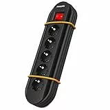 Philips SPN5050BA/39 - Regleta de 5 Enchufes Schuko, Enchufe Múltiple, Ladrón Alargador, Anillo Magnético, Protección Infantil Sobretensión, Interruptor Encendido/Apagado, Cable 2 Metros - Color Negro