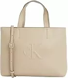 Calvin Klein Bolso Tote Mujer Sculpted Mini con logotipo, Gris (Crockery), Talla Única