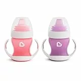 Munchkin Vaso de Aprendizaje para Bebé, Set de Vasos con Boquilla, Asas y Tapa, Vaso Antiderrame Libre de BPA, Apto para Lavavajillas, Bebés a Partir de 4 Meses, Lote de 2 x 118 ml, Morado/Rosa