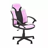 X-Rocker Saturn Midback - Silla ergonómica para juegos de computadora, oficina, esports para jóvenes y adolescentes, silla giratoria compacta y cómoda de oficina con altura ajustable, negro/rosa