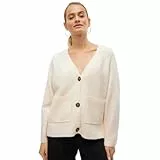Vero Moda Vmboom LS Cárdigan de Cuello en V con Botones Ga Noos Suéter, Abedul. Detalles: Melange, M para Mujer