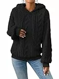 Zetieny Mujer Sudadera con Capucha Jersey Cálido y Esponjoso Jacquard Hoodies Pullover Casual de Manga Larga con Cordón