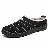 Mishansha Zapatillas de Estar por Casa Invierno Hombre Mujer Cálido Forro Pantuflas, Negro 36