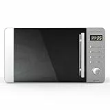 Cecotec Microondas ProClean 5120 Inox. 700 W, Grill 800 W, Capacidad 20 L, Revestimiento Ready2Clean para mejor Limpieza, Tecnología 3DWave, 8 Programas, Diseño Frontal Puerta Espejo