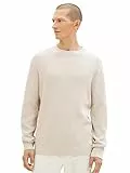 Tom Tailor Jersey básico Punto algodón, Blanco (32715-mezcla Gris Amarillento de la Vendimia), XXXL para Hombre