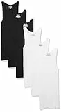 Amazon Essentials Camisetas Interiores Ligeras sin Mangas Hombre, Pack de 6, Blanco/Negro, L