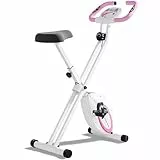 Ultrasport F-Bike Bicicleta Estática Plegable hasta 130 KG, Extra Silencioso con Sillín de Confort Ajustable I Bici Estática Plegable Indoor, Bicicletas Estáticas (Rosa)