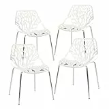CangLong Pack de 4 Sillas de Comedor Ergonómicas y Versátiles, Diseño Nórdico, Gran Estabilidad y Capacidad de Carga, Sillas para Comedor, Cocina, Salón, Blanco