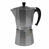 Orbegozo KFS 920, Cafetera Italiana, 9 tazas, apta para cocina de gas, vitrocerámica y eléctricas, mango ergonómico, válvula seguridad, aluminio