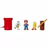 Nintendo Super Mario – Diorama Mazmorras con 3 Figuras 6 cm y 2 Accesorios Accionables – La Tubería y las Bolas de Fuego son Accionables – Juguete para Niños 3 años +