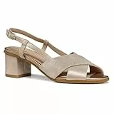 Geox D AURELY 50 A, Sandalia Tacón Mujer, Lt Gold, 40 EU