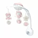 Infantino Proyector Musical Móvil 3-en-1 Convertible, Luz Nocturna y Proyector Infantil para Cuna, Modo Despertador para Simular la Luz del Día, 6 Melodías & 4 Sonidos de la Naturaleza, Rosa