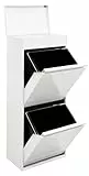 Arregui Top CR421-B2 Cubo de Basura y Reciclaje de 2 Compartimentos con Cajón Superior | 2x23 L (46 L) | con Cubetas grandes para Envases | Contenedores de Reciclaje de Cocina | blanco