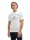 TOM TAILOR Camiseta de Algodón Con Logo Estampado Camiseta, Hombre, Blanco (20000-blanco), XL