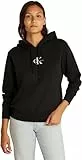 Calvin Klein Hoodie Mujer Monologo con Capucha, Negro (CK Black), L