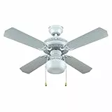 Bastilipo - Ventilador de Techo con Luz E27, 50 W, Blanco, 105 x 42 cm, Nerja