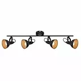 BRILONER - Lámpara de Techo, 4 focos, retro, iluminación de salón clásica, E14, máx. 40 W, 79,5 x 10 x 18,5 cm, color Negro / Oro, lamparas de techo salon, lampara techo dormitorio