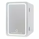 Flamingueo Nevera Pequeña 6,5L - Mini Nevera Espejo y Luz LED, Nevera 12V/220V, Función Frío y Calor, Nevera Cosmeticos, Nevera Skincare, Mini Fridge