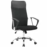 ZIK Silla de Oficina Cómoda, Ergonómica, Butaca, de Director, Silla de Escritorio En Tejido de Malla Negro, con Soporte Lumbar, Direccional con Ruedas