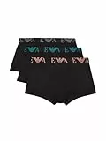 EMPORIO ARMANI 3-Pack Trunk Bañadores Ajustados para Hombre, Black/Black/Black, M